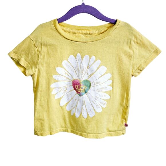 Juicy Girls Size XS Tee Shirt Yellow With Daisy Crown Graphic Preppy Y2K - Picture 1 of 4